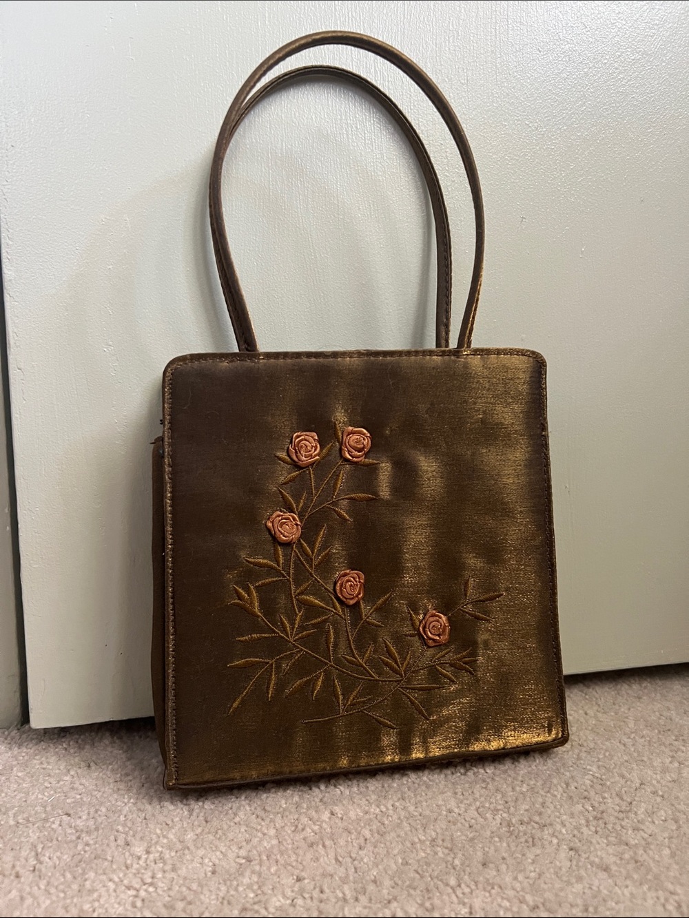 Y2K Embroidered Rose Purse
